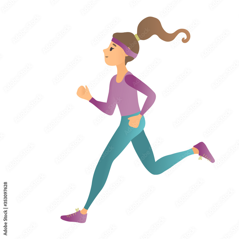girl running on a white background girl running on a white background