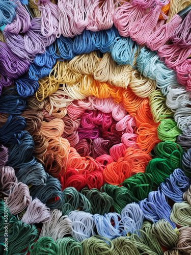 multi-colored thread floss background