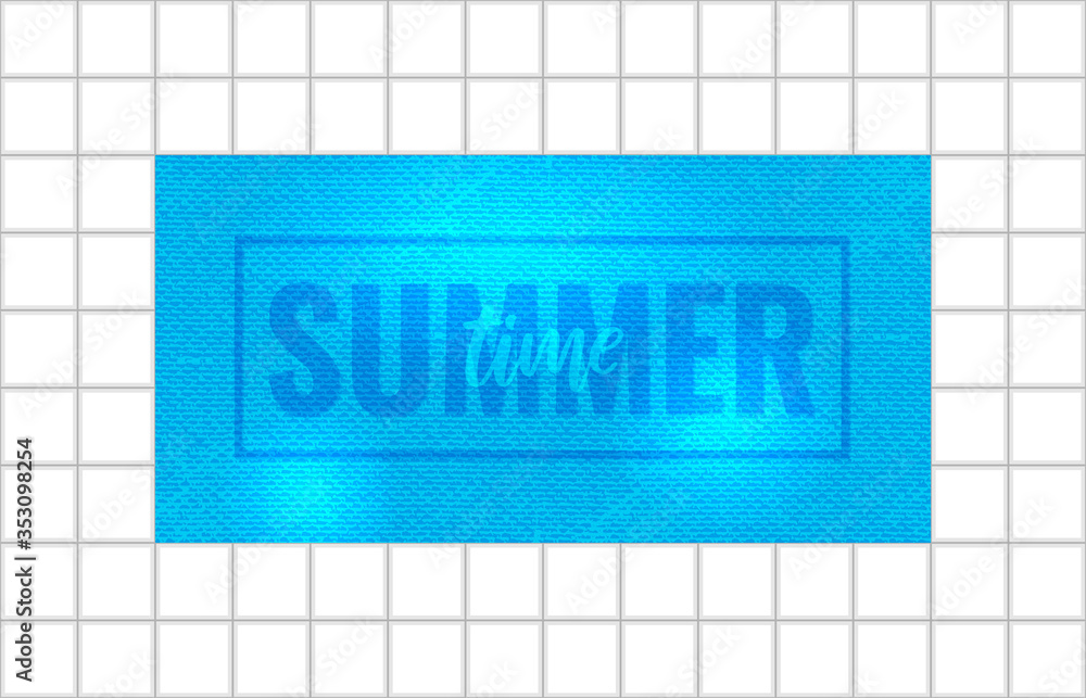 Swimming pool top view with ripple blue water background and text Summer time. Template for summer sale design frame, fashion gift card, banner, poster,postcard, flyer. Vector illustration. Swimming pool top view with ripple blue water background and text Summer time. Template for summer sale design frame, fashion gift card, banner, poster,postcard, flyer. Vector illustration.