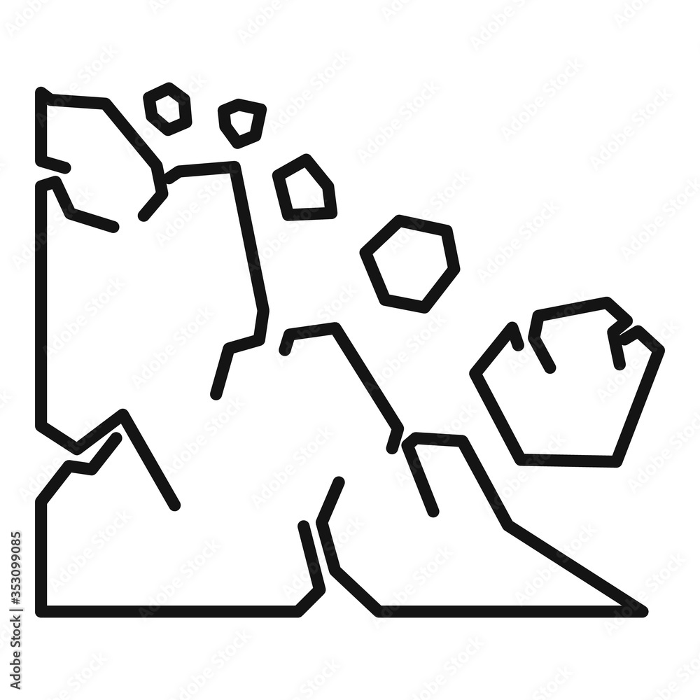 Surface landslide icon. Outline surface landslide vector icon for web design isolated on white background Surface landslide icon. Outline surface landslide vector icon for web design isolated on white background