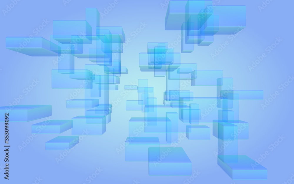 Blue and purple abstract digital and technology background. The pattern with repeating rectangles. 3D illustration Blue and purple abstract digital and technology background. The pattern with repeating rectangles. 3D illustration