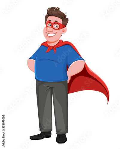 Father's day. Handsome dad in superhero costume