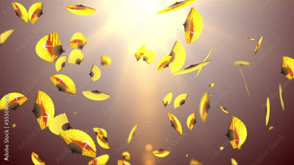 gold Japanese folding fan particle loop animation gold Japanese folding fan particle loop animation