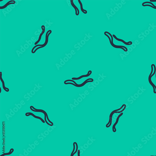 Blue line Ebola virus disease icon isolated seamless pattern on green background. Vector Illustration