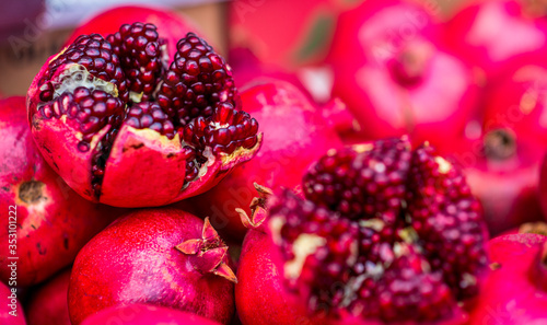 Red ripe pomegranates - beautiful Israeli produce in 