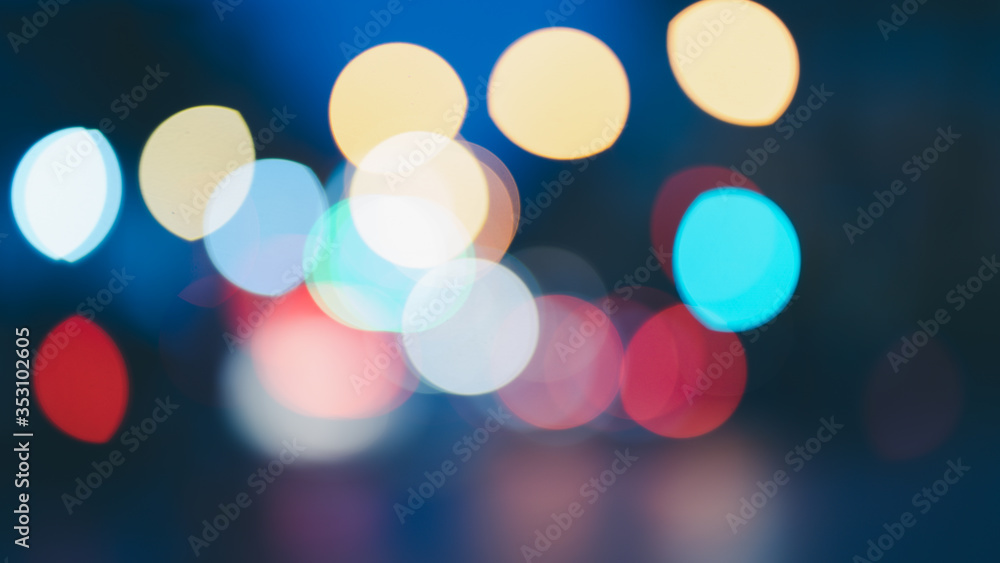 Night traffic light bokeh on road Night traffic light bokeh on road