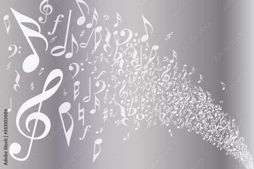 Obraz premium 流れる音楽音符ミュージックのイメージ mellow flow of music note score concept image