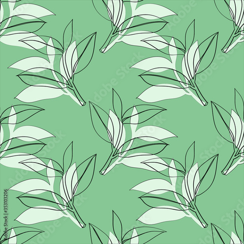 Seamless pattern Tree laurel .Image on a white and colored background.