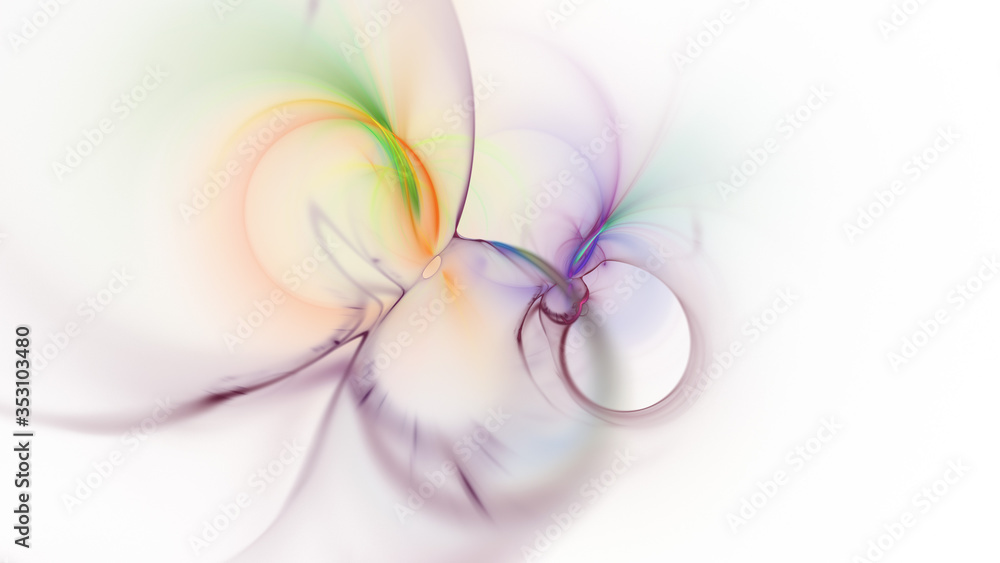 Fototapeta premium Abstract colorful rainbow glowing shapes. Fantasy light background. Digital fractal art. 3d rendering.