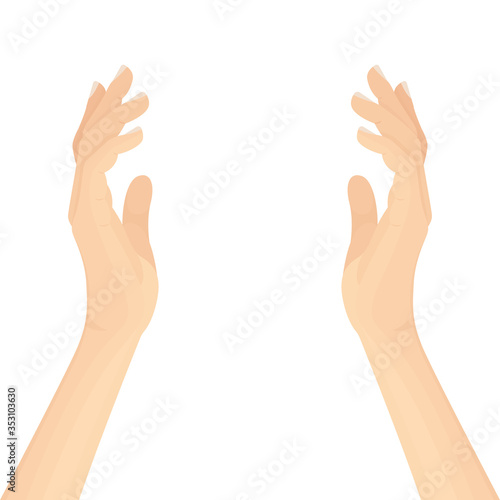 Hand palms vector illustration. Protect and care concept metaphor graphic. Part of set. 