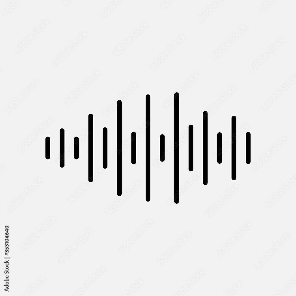 Sound wave line icon. Audio and music, equalizer symbol. logo. Outline design editable stroke. For yuor design. Stock - Vector illustration. Sound wave line icon. Audio and music, equalizer symbol. logo. Outline design editable stroke. For yuor design. Stock - Vector illustration.