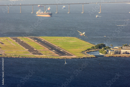 Santos Dumont airport seen from the top of Morro da Urca in Rio de Janeiro. photo