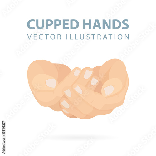 Сupped hands. Hands cupped together vector illustration. Charity and poverty concept. Part of set.
