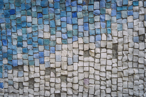 Color mosaic surface on an abandoned memorial