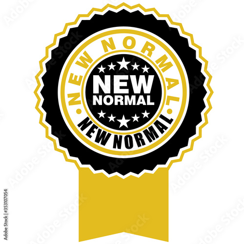 new normal. stamp. sticker. seal. round grunge vintage ribbon new normal sign