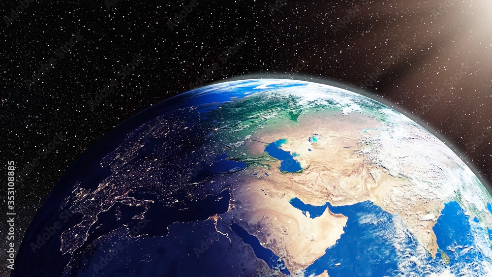 Fototapeta Earth viewed from space - 3D rendering illustration