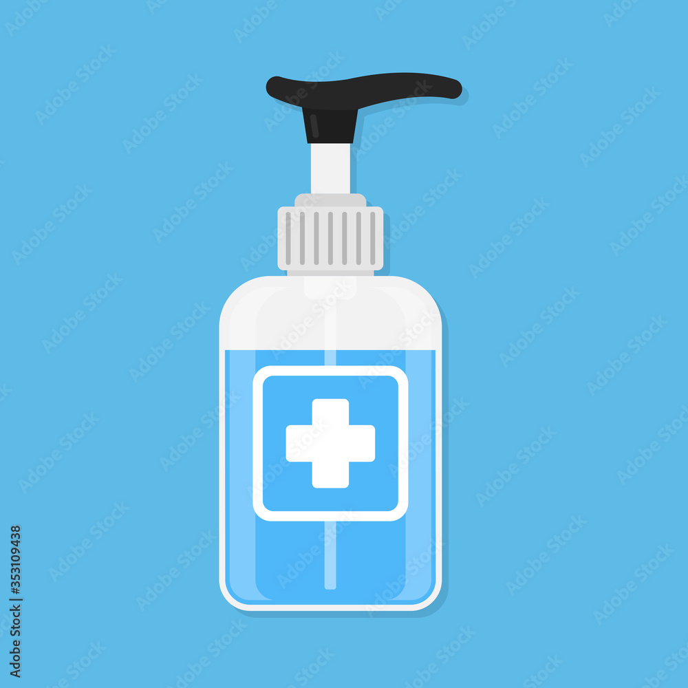 Obraz premium Antiseptic bottle flat vector icon