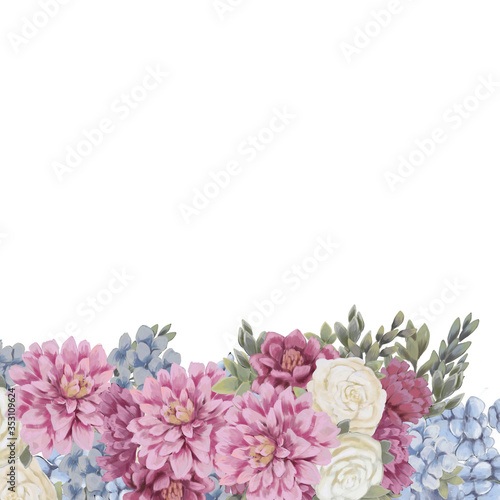 Floral border for design save the date cards, invitations, posters and birthday decoration © lolya1988