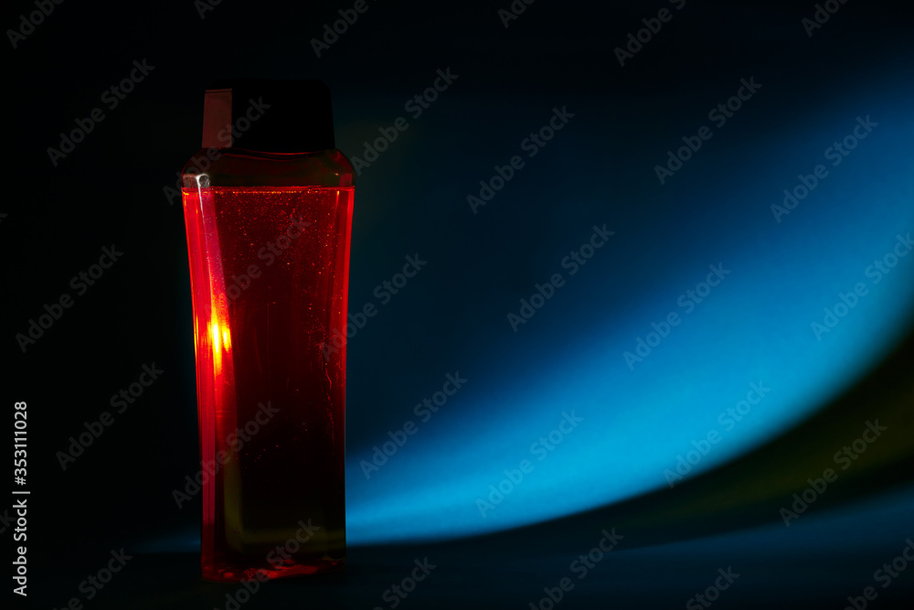 bottle with cream, shampoo for hair, shower gel, colored background, beautiful studio light, beauty and youth of the human body bottle with cream, shampoo for hair, shower gel, colored background, beautiful studio light, beauty and youth of the human body