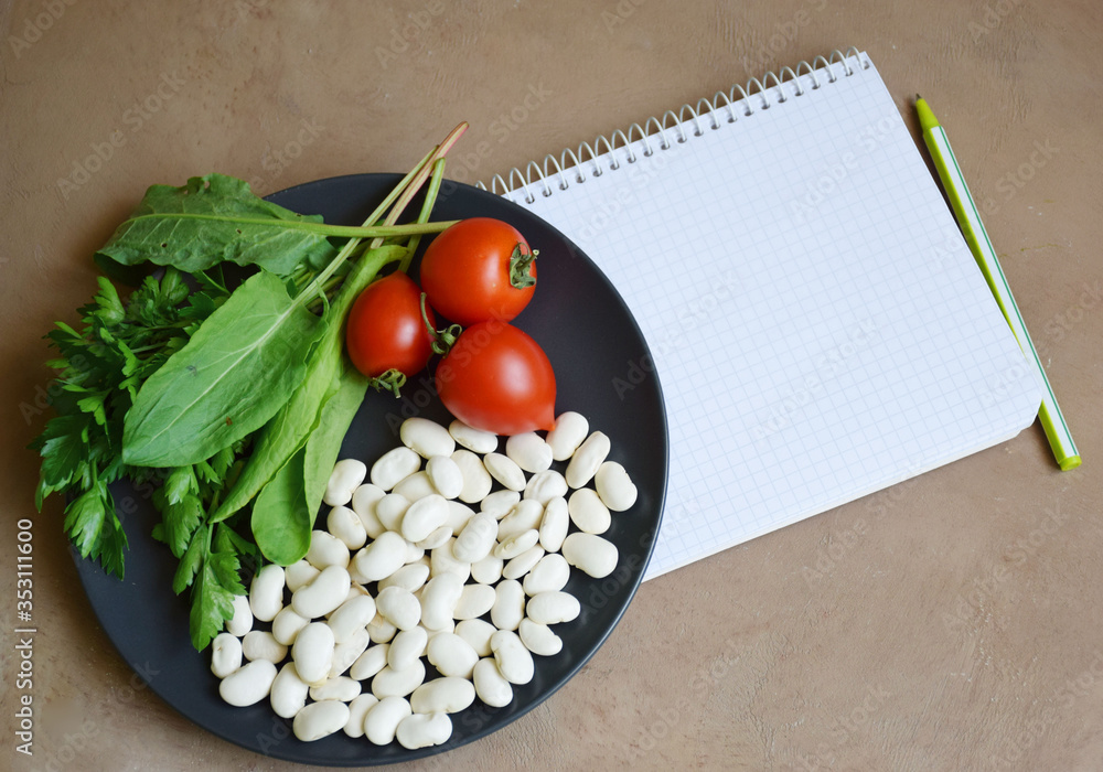Vegan menu with fresh vegetables Vegan menu with fresh vegetables