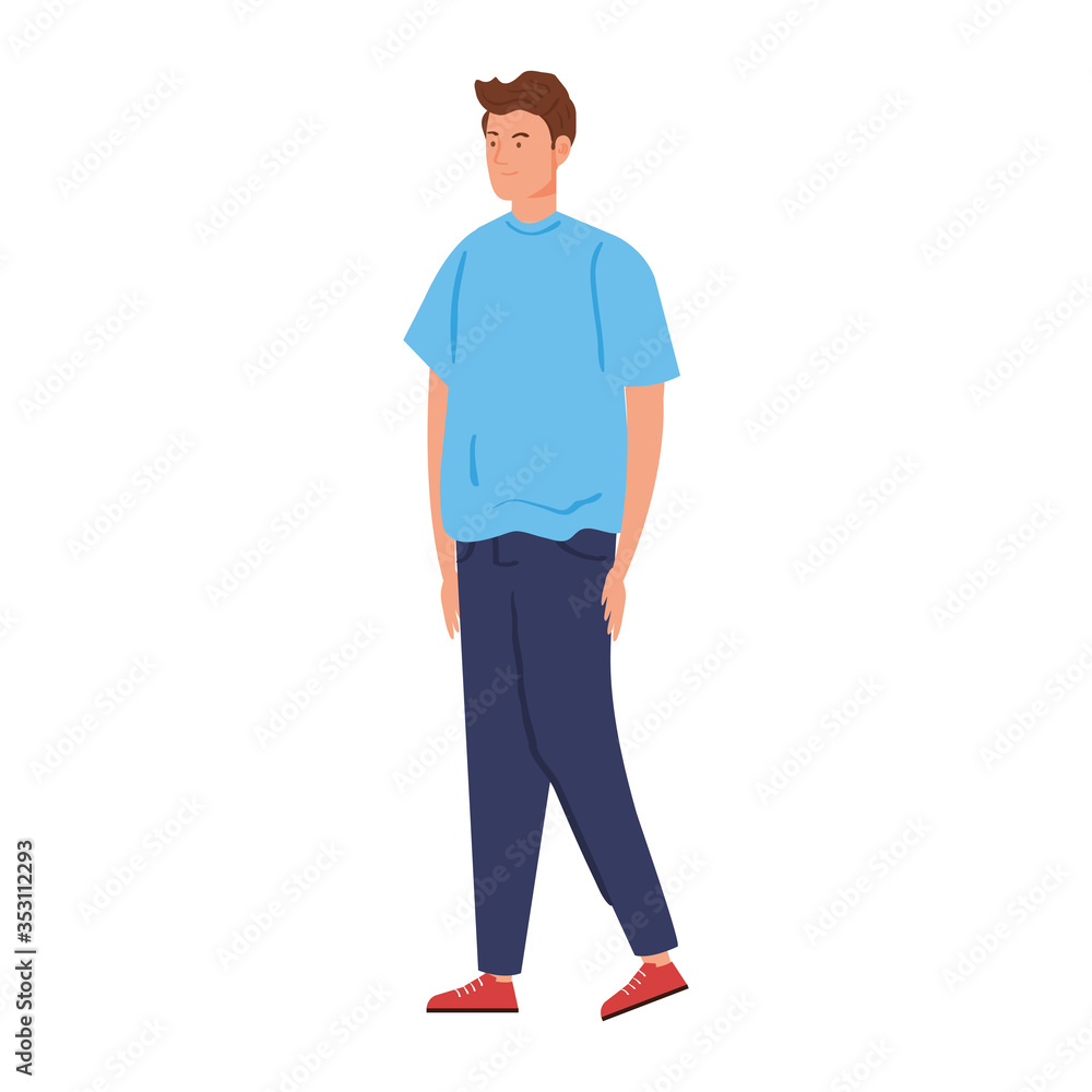 young man handsome with casual clothes on white background vector illustration design