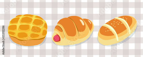 Hong Kong style bread - pineapple bun, sausage bun, cocktail bun