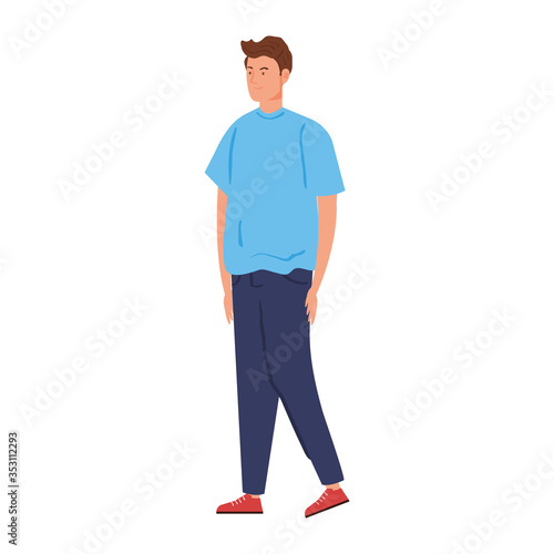 young man handsome with casual clothes on white background vector illustration design
