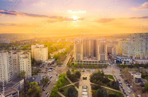 View of the park Afghan in Chisinau, Moldova. Aerial view © pelinoleg