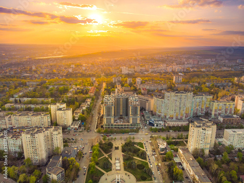 View of the park Afghan in Chisinau, Moldova. Aerial view © pelinoleg