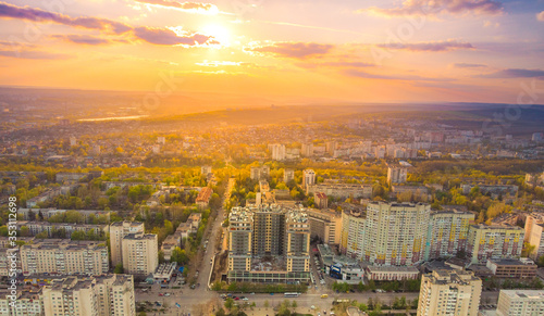 View of the park Afghan in Chisinau, Moldova. Aerial view