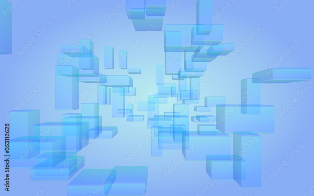 Blue and purple abstract digital and technology background. The pattern with repeating rectangles. 3D illustration Blue and purple abstract digital and technology background. The pattern with repeating rectangles. 3D illustration
