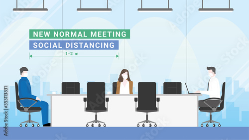 Social distancing in meeting room