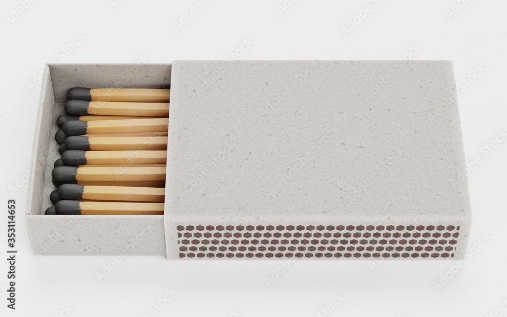 Realistic 3d Render of Box of Matches Realistic 3d Render of Box of Matches