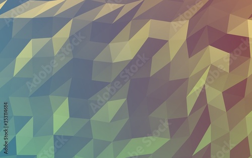 Abstract triangle geometrical green orange background. Geometric origami style with gradient. 3D illustration
