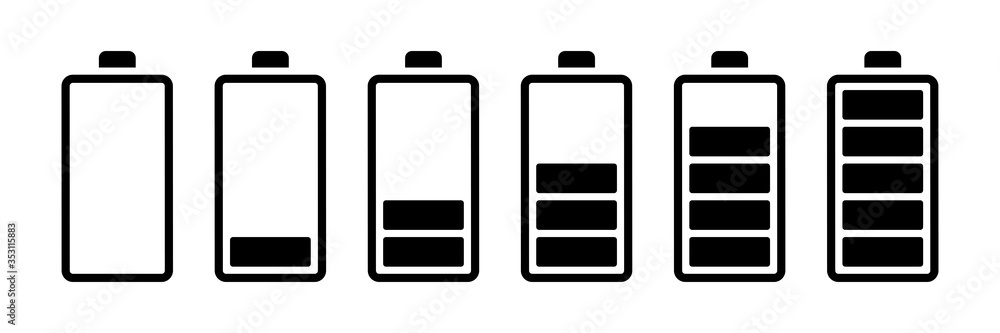 Battery set vector icons isolated. Charge indicator concept. Level battery energy. Battery set vector icons isolated. Charge indicator concept. Level battery energy.