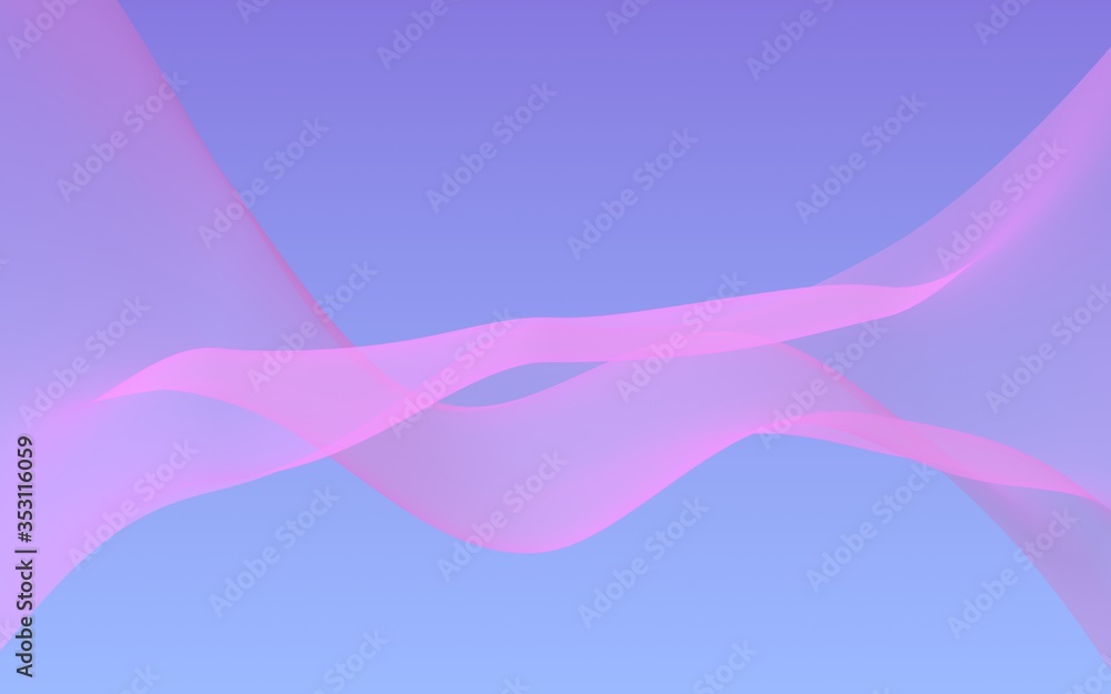 Pink wave on blue sky abstract background. Fluttering pink scarf. Waving on wind pink fabric. 3D illustration Pink wave on blue sky abstract background. Fluttering pink scarf. Waving on wind pink fabric. 3D illustration
