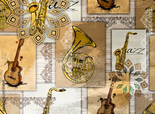 Photography vintage background with music pictures