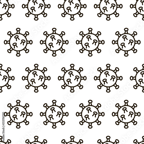 Coronavirus bacteria cell seamless pattern, 2019-nCoV. Covid-2019. No infection and stop virus concept. Biohazard vector illustration