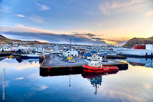 View of the port in Vestmannaeyjar, Iceland.