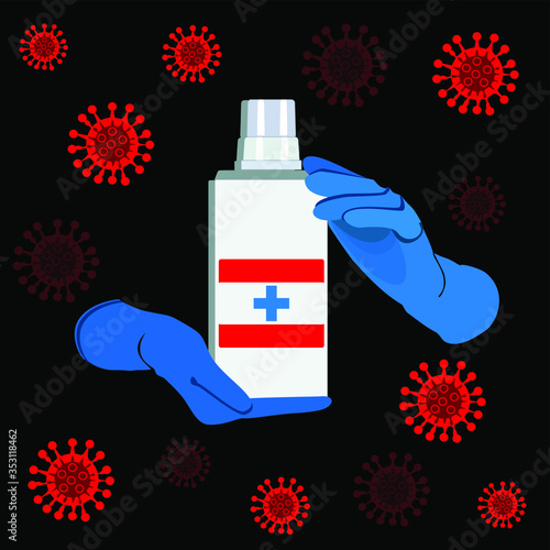 cleaning and disinfection. Antiseptic. Protection from the virus. Vector illustration