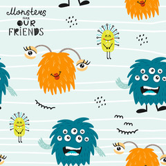 Acrylglasbilder Monstermuster Verspielte Monsterwesen für Kinderträume  © nafanya241