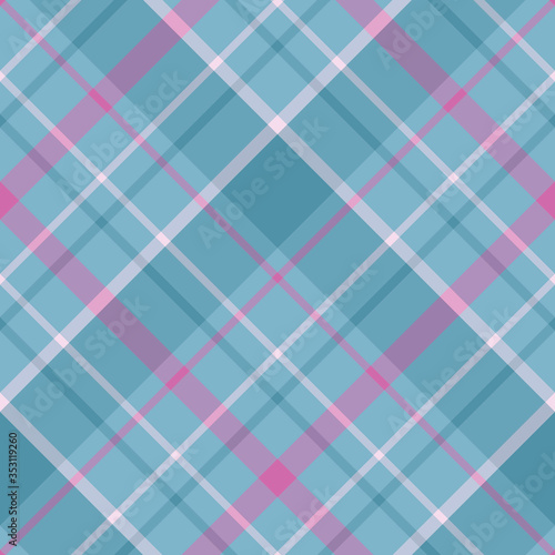 Seamless pattern in discreet blue and pink colors for plaid, fabric, textile, clothes, tablecloth and other things. Vector image. 2