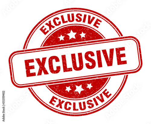 exclusive stamp. exclusive round grunge sign. label