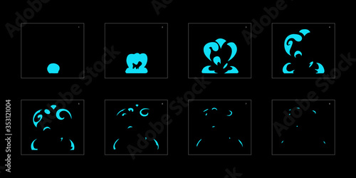 Water explosion effect. Explosion Animation effect. Animation Sprite sheet for games, cartoon or animation. vector style animation effect 1032.
