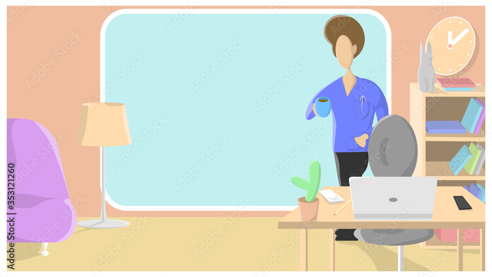Young Woman and Man in Fashion Clothing Standing and Drinking Coffee at Cafe Vector Illustration Young Woman and Man in Fashion Clothing Standing and Drinking Coffee at Cafe Vector Illustration