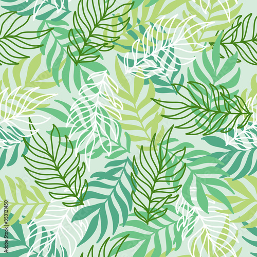 Summer hawaiian seamless pattern with exotic tropical plants vector illustration