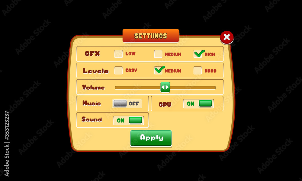 settings ui kits - game ui settings elements settings ui kits - game ui settings elements