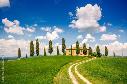 Tuscany landscape at spring sunny day  Italy