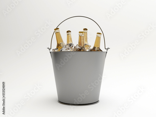 Beer bottles in a bucket