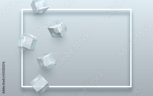 Frame with ice cubes, template for poster design